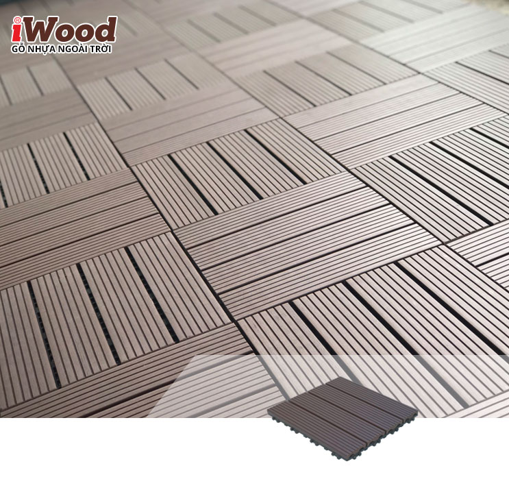 thi công vỉ gỗ nhựa iWood VG300x300 Coffee 1
