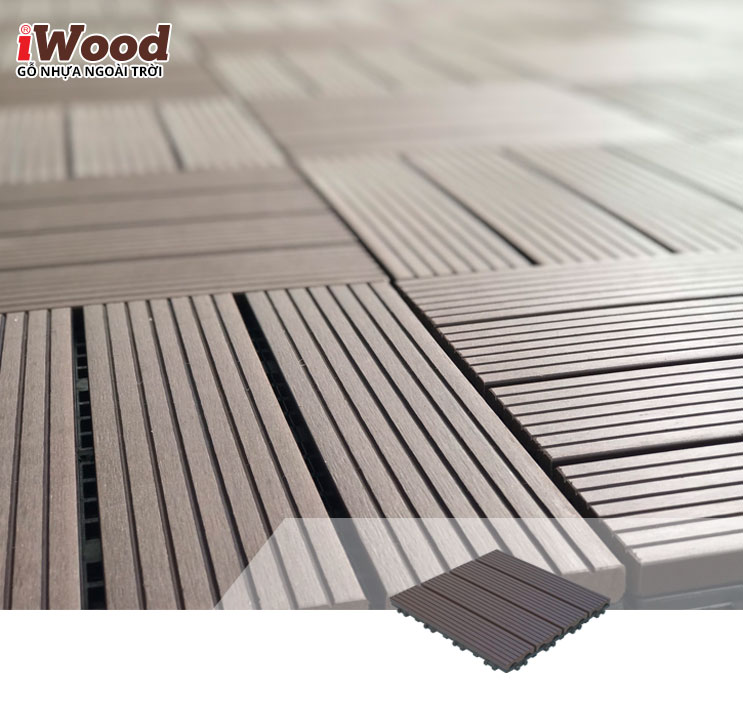 thi công vỉ gỗ nhựa iWood VG300x300 Coffee