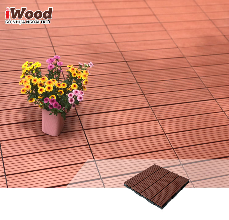 thi công vỉ gỗ nhựa iWood Vn300 red brown MT 1