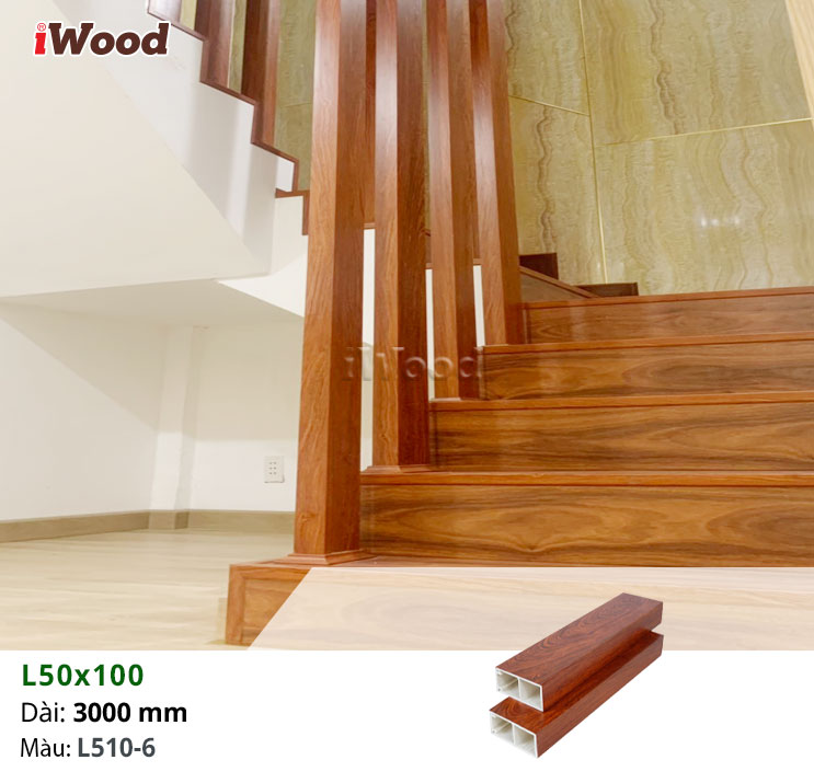 Thanh lam iWood L50x100-L510-6 trang trí vách cầu thang