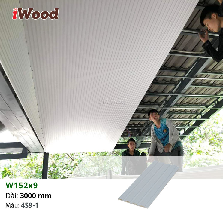 Tấm lam sóng iWood W152x9-4S9-1 ốp trần tại Tân Bình