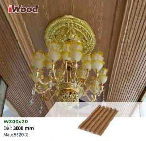 Thanh lam sóng nhựa iWood W200x20-5S20-2 ốp tường, trần