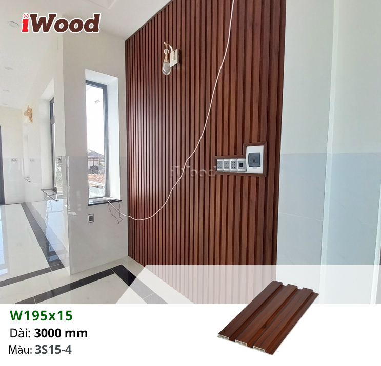 Tấm iWood W195x15-3S15-4 ốp tường nội thất