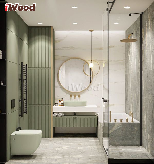 Mẫu nhà tắm đẹp với tấm iWood sơn màu