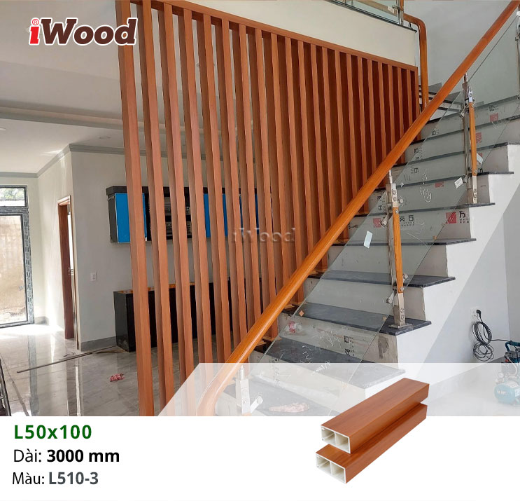 Thanh lam iWood L50x100-L510-3 trang trí cầu thang