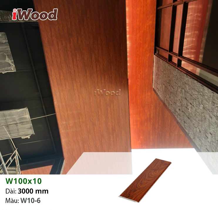 Tấm iWood W100x10-W10-6 ốp trần tại Bình Phước