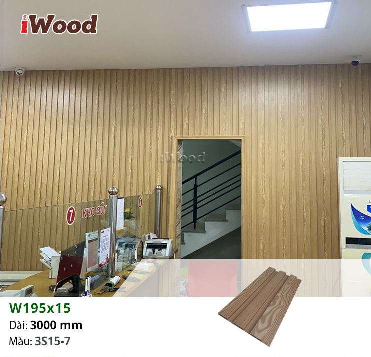 Tấm lam sóng iWood W195x15-3S15-7 ốp tường