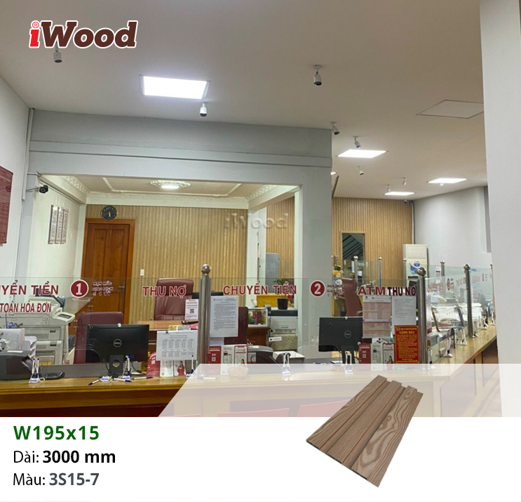 Tấm lam sóng iWood W195x15-3S15-7 ốp tường