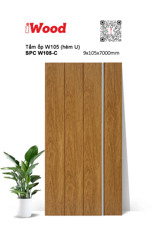 Tấm ốp phẳng hèm U iWood SPC W105-C
