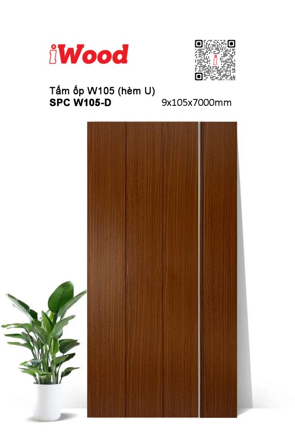 Tấm ốp phẳng hèm U iWood SPC W105-D