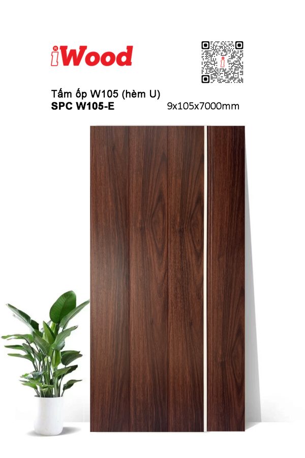 Tấm ốp phẳng hèm U iWood SPC W105-E