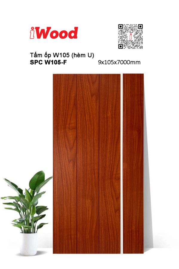 Tấm ốp phẳng hèm U iWood SPC W105-F
