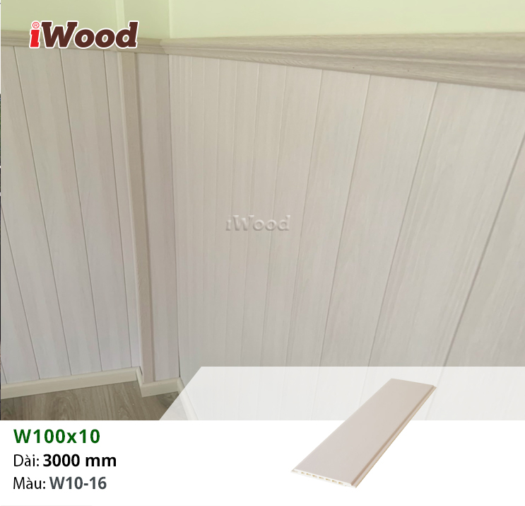 Tấm iWood W100x10-W10-16 ốp lamri vách tường tại HCM