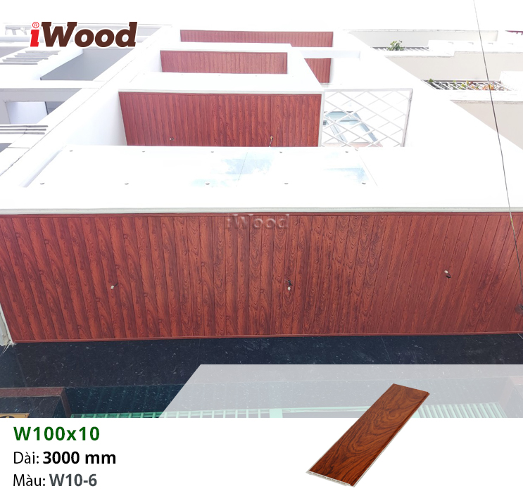 Tấm iWood W100x10-W10-6 ốp trần ban công