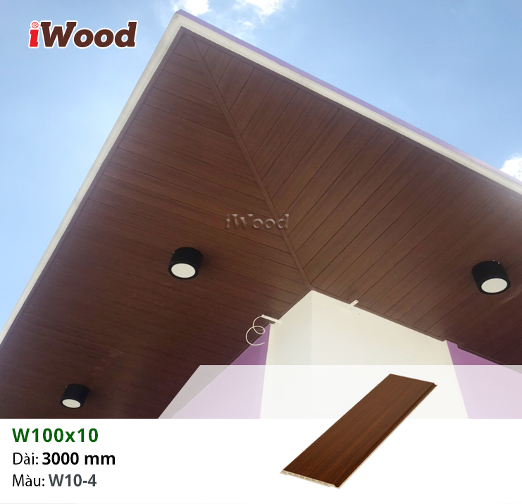 Tấm iWood W100x10-W10-4 phẳng ốp trang trí ngoại thất tại Mỹ Tho
