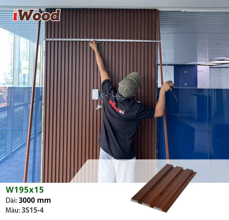 Lam sóng nhựa iWood W195x15-3S15-4 ốp tường