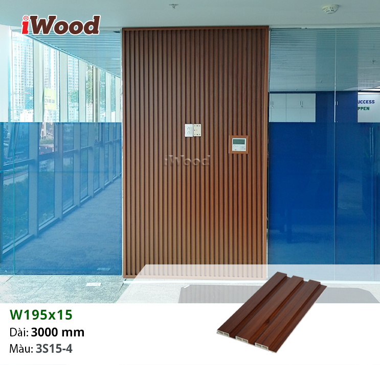 Lam sóng nhựa iWood W195x15-3S15-4 ốp tường