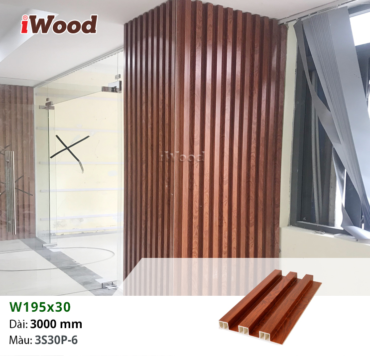 Tấm iWood W195x30-3S30P-6 ốp tường nội thất tại Tân Bình