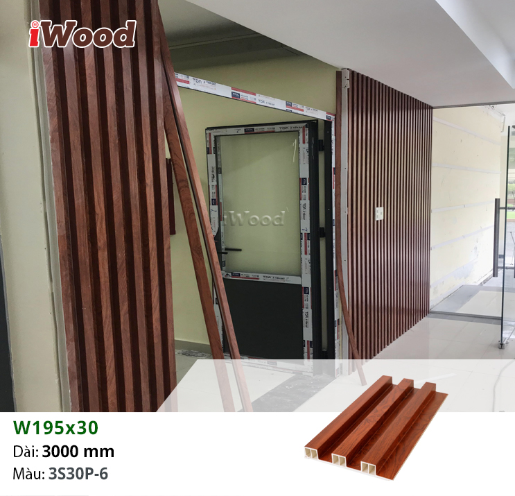 Tấm iWood W195x30-3S30P-6 ốp tường nội thất tại Tân Bình
