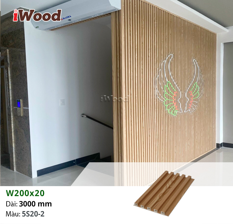 tấm lam sóng iWood W200x20-5S20-2 ốp trang trí