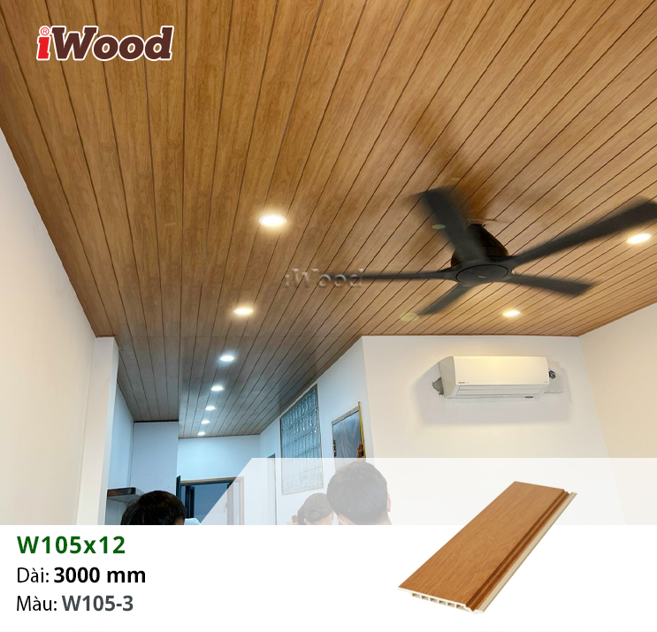 Tấm ốp iWood W105x12-W105-3 ốp trần nội thất