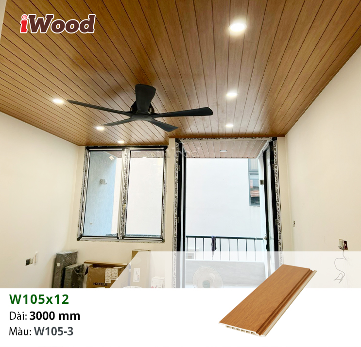 Tấm ốp iWood W105x12-W105-3 ốp trần nội thất