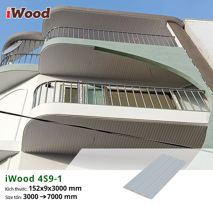 Tấm lam sóng iWood 4S9-1 ốp trần ban công ngoài trời
