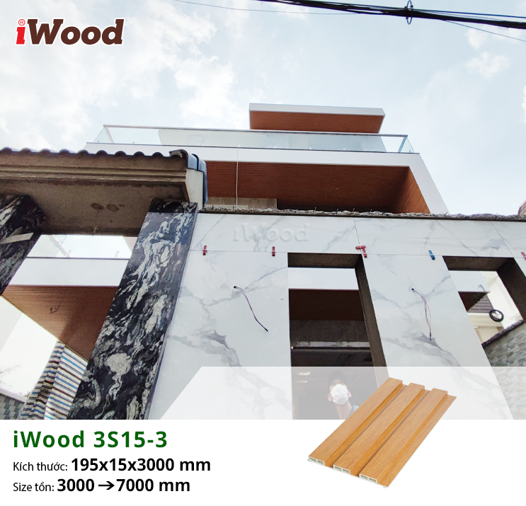 Lam sóng nhựa iWood 3S15-3 ốp trần tại Bình Tân