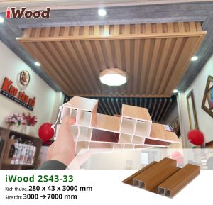 Tấm lam sóng nhựa iWood 2S43-33 ốp trang trí showroom tại Đắk Lắk