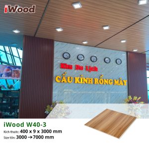Tấm Nano phẳng iWood W40-3 ốp trần KDL Cầu Kính Rồng Mây tại Lai Châu