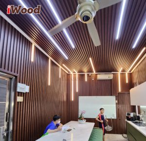 tấm lam sóng iWood và đèn LED