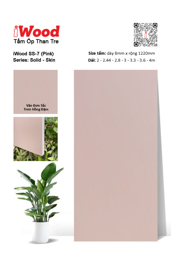 Tấm ốp đa năng than tre vân đơn sắc SS-7