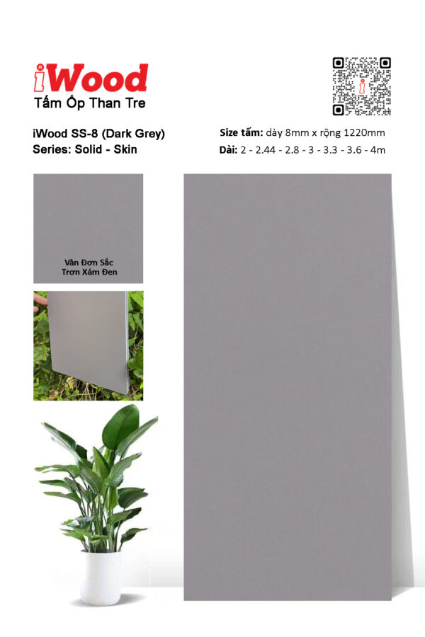 Tấm ốp đa năng than tre vân đơn sắc SS-8