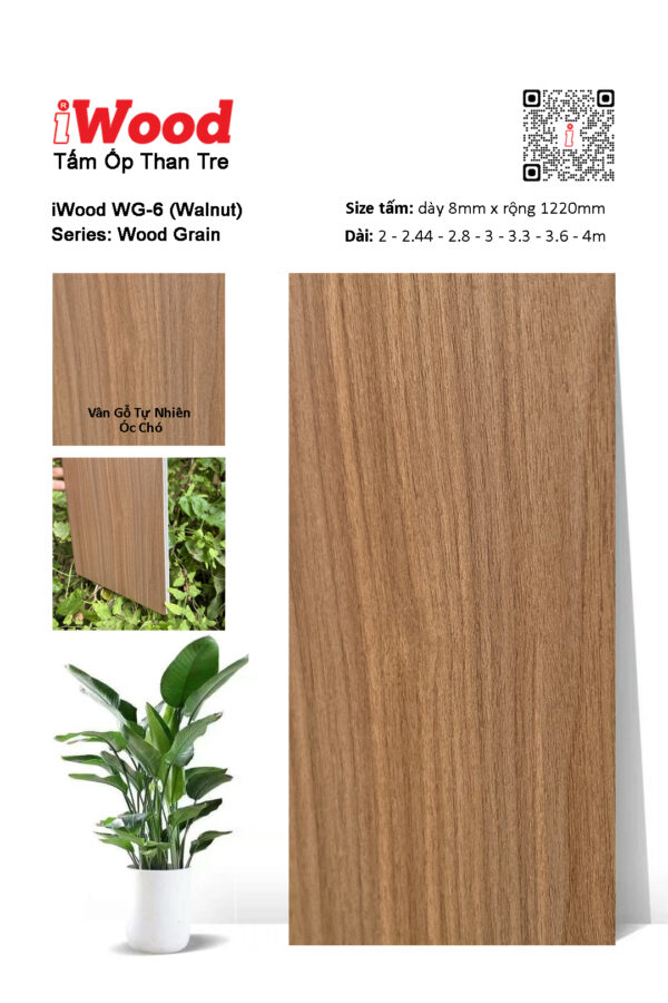 Tấm ốp đa năng than tre vân gỗ iWood WG-6