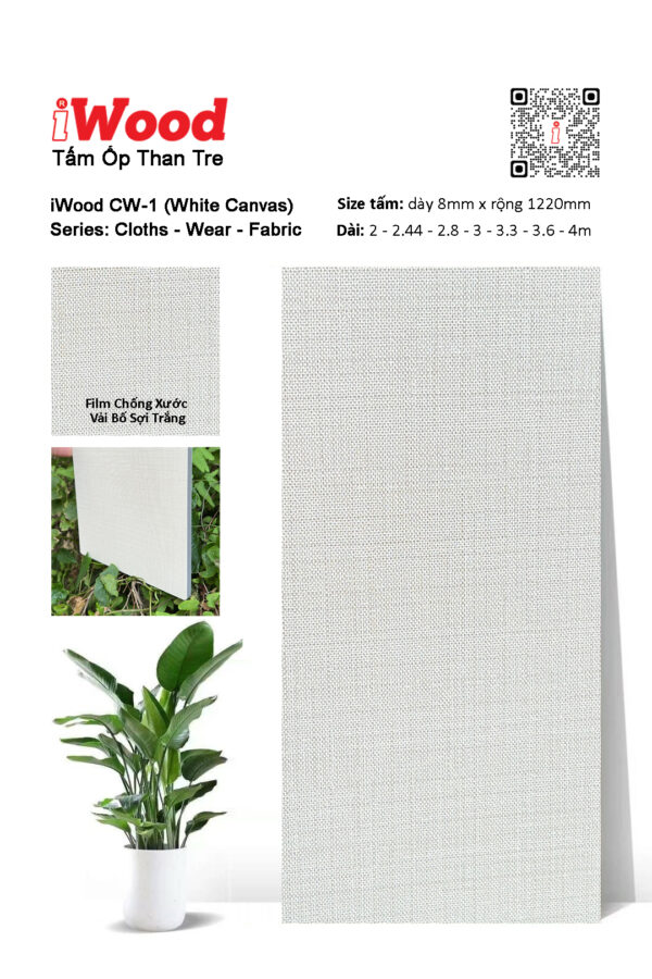 Tấm ốp đa năng than tre vân vải chống xước iWood CW-1
