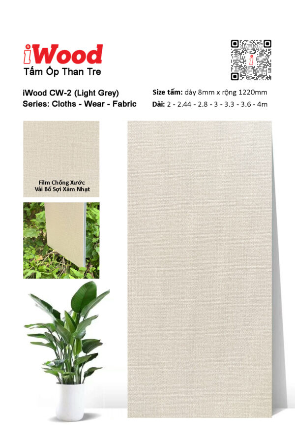 Tấm ốp đa năng than tre vân vải chống xước iWood CW-2