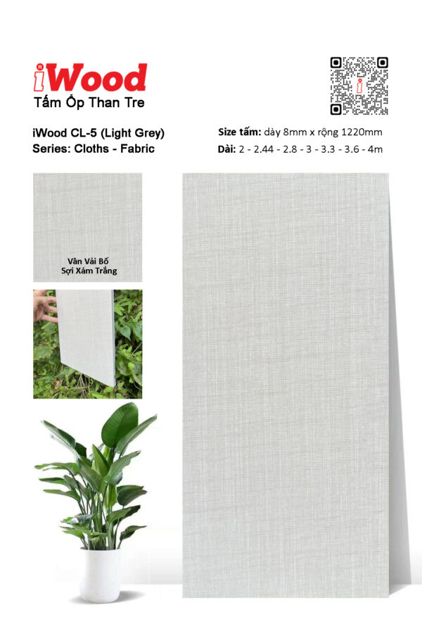 Tấm ốp đa năng than tre vân vải iWood CL-5