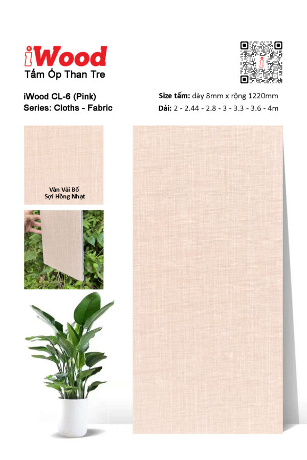 Tấm ốp đa năng than tre vân vải iWood CL-6