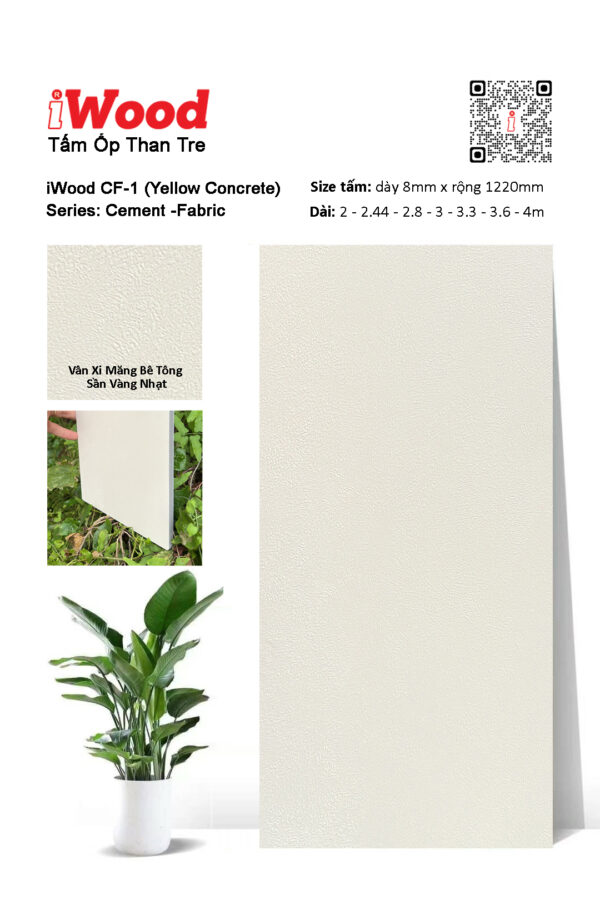 Tấm ốp đa năng than tre vân xi măng bê tông iWood CF-1