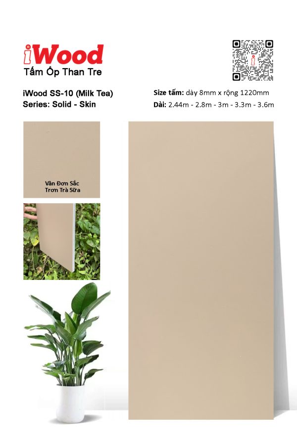 Tấm ốp đa năng than tre vân đơn sắc SS-10