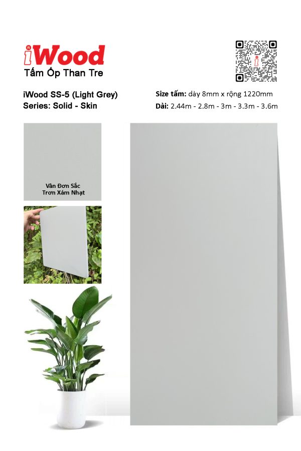 Tấm ốp đa năng than tre vân đơn sắc SS-5
