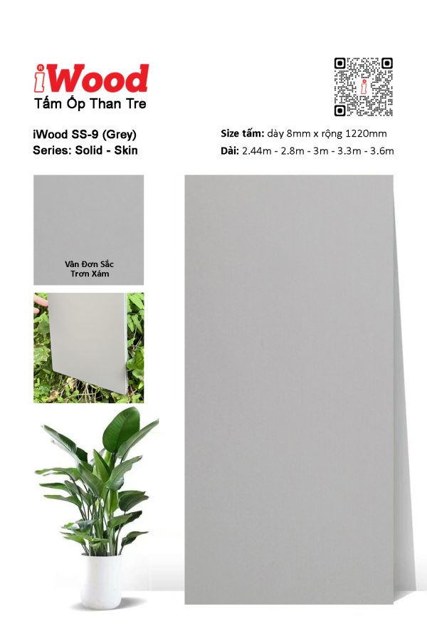 Tấm ốp đa năng than tre vân đơn sắc SS-9
