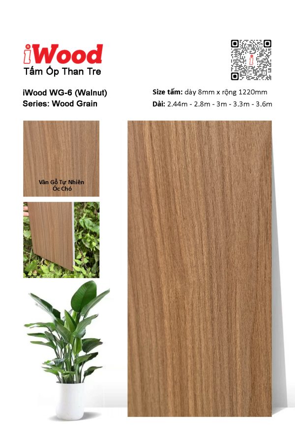 Tấm ốp đa năng than tre vân gỗ iWood WG-6