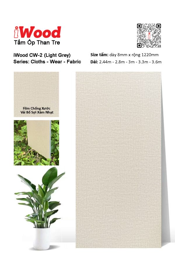 Tấm ốp đa năng than tre vân vải chống xước iWood CW-2