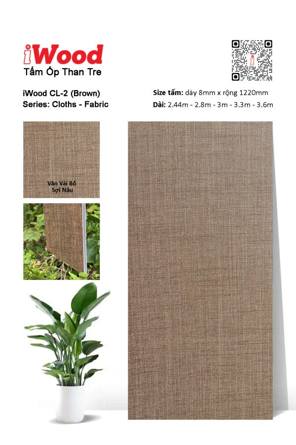 Tấm ốp đa năng than tre vân vải iWood CL-2