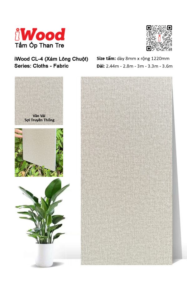 Tấm ốp đa năng than tre vân vải iWood CL-4