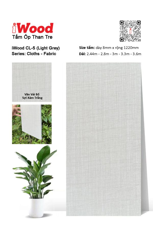 Tấm ốp đa năng than tre vân vải iWood CL-5