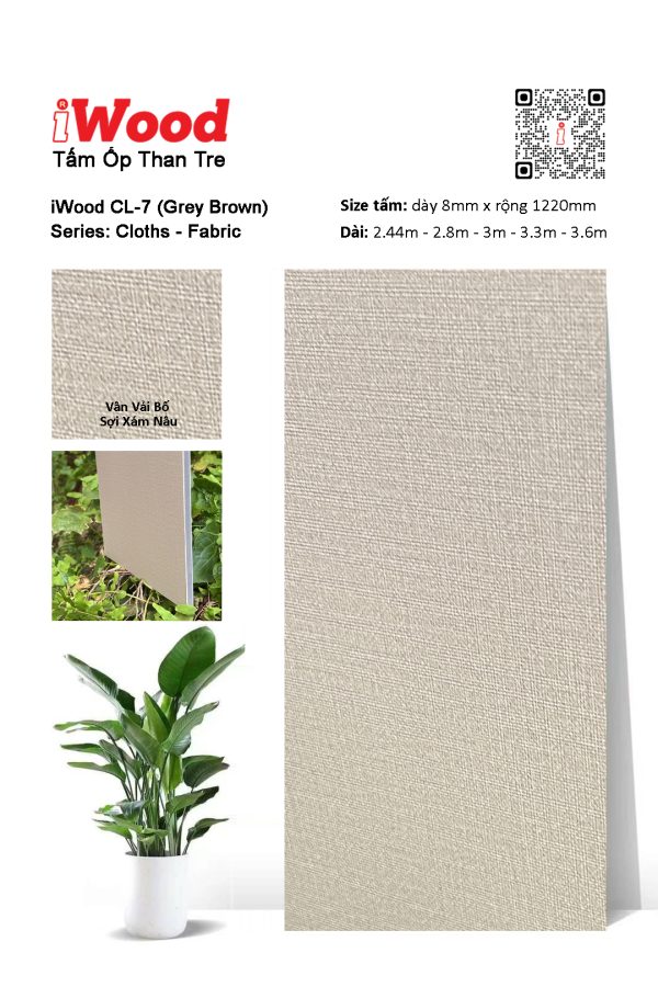 Tấm ốp đa năng than tre vân vải iWood CL-7