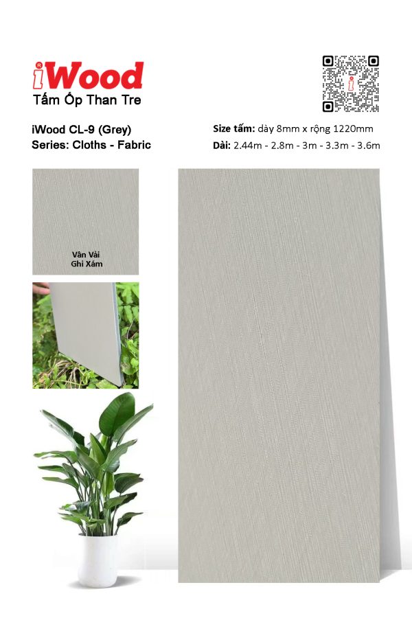 Tấm ốp đa năng than tre vân vải iWood CL-9