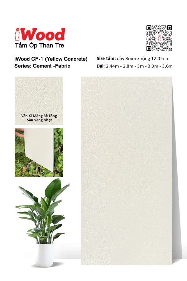 Tấm ốp đa năng than tre vân xi măng bê tông iWood CF-1